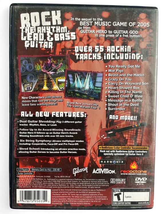 Guitar Hero II - PlayStation 2 Wired Red Gibson Bundle (used)