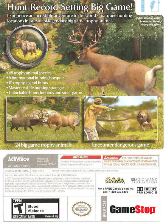 Cabela's Big Game Hunter (used)