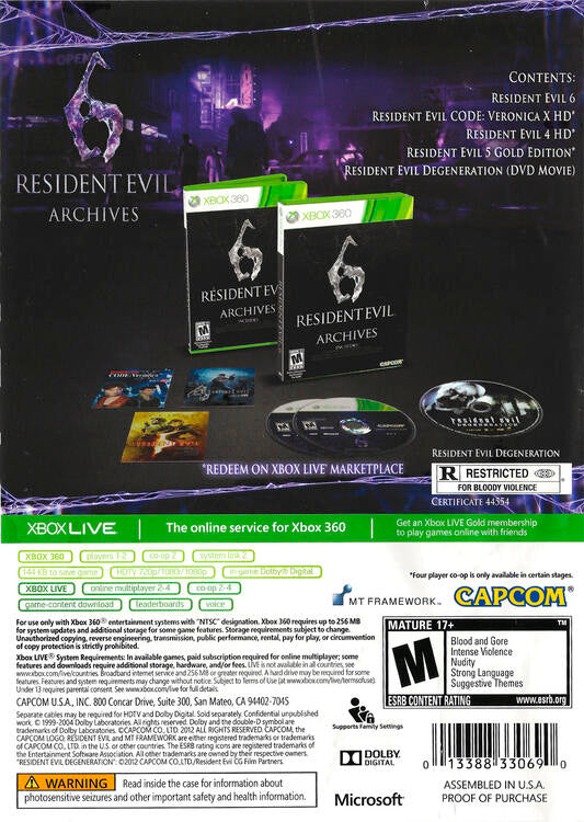 Resident Evil 6 Archives (used)