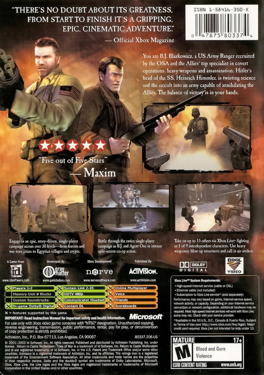 Return to Castle Wolfenstein: Tides of War (used)