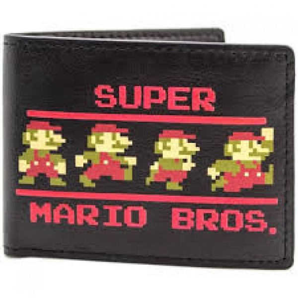 Portefeuille à deux volets noire et rouge de Super Mario Bros. Retro