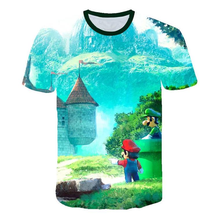 Super Mario Bros t-shirt. - Mario and Luigi - Castle (Children size / 7-8 years old)