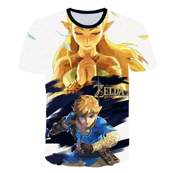 T-SHIRT  -  THE LEGEND OF ZELDA  -  BREATH OF THE WILD  -  Link & Zelda  ( Grandeur enfants / 11-12 ans )