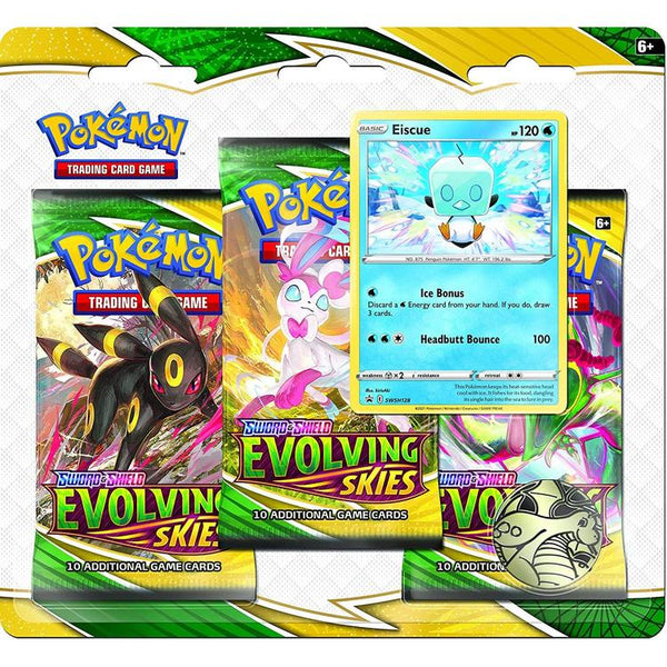 Pokémon - 3 Packs Blister  -  Sword & Shield  -  Evolving Skies  -  Eiscue