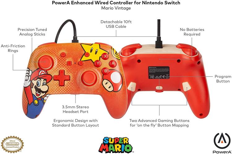 Power A - Wired Controller Optimized for Nintendo Switch - Super Mario - Red