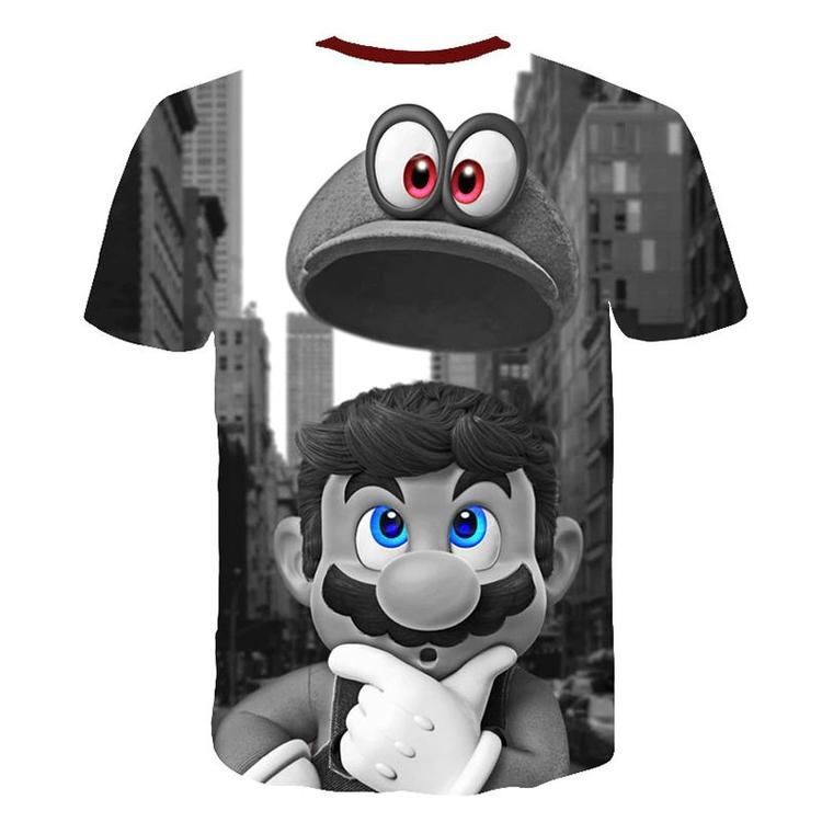 Super Mario Odyssey black and white t-shirt (Kids size / 11-12 years old)