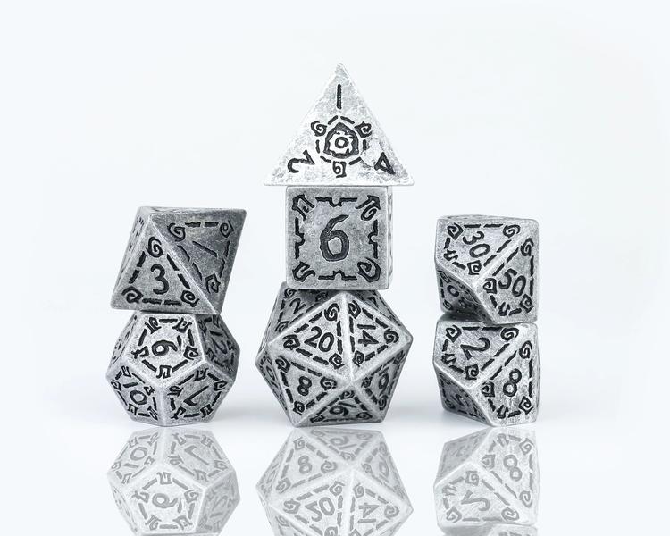 Sirius Dice - Ensemble de 7 dés polyédriques  -  illusory metal silver