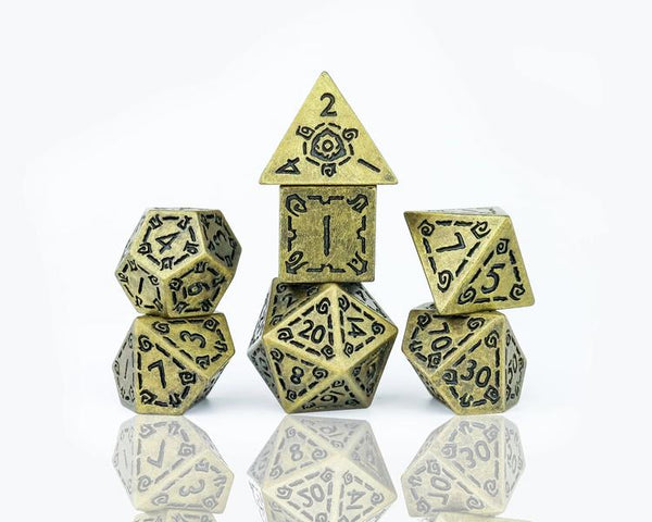 Sirius Dice - Ensemble de 7 dés polyédriques  -  illusory metal gold