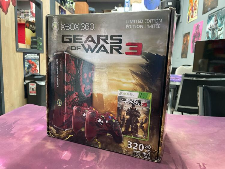 Microsoft Xbox 360 Gears of War 3 Edition 320GB (Red & Black Console Bundle with box - Tested) (used)