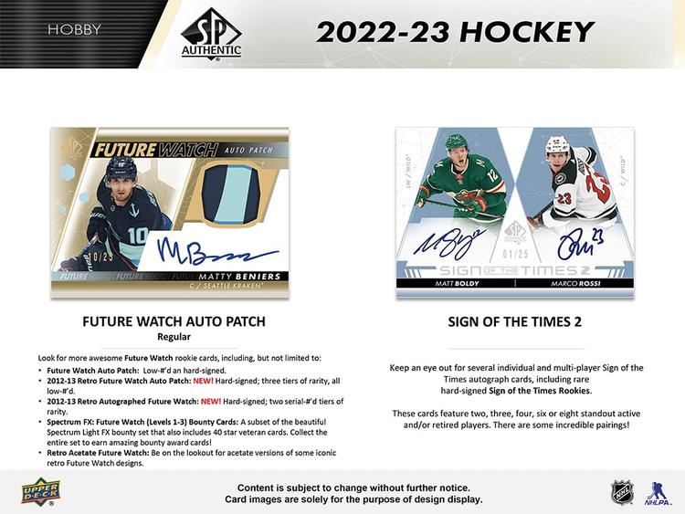 Upper Deck - Booster Hobby - SP Authentic 2022-23 Hockey