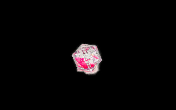 Sirius Dice - Pink Snowglobe D20 Necklace - Be my Nat 20