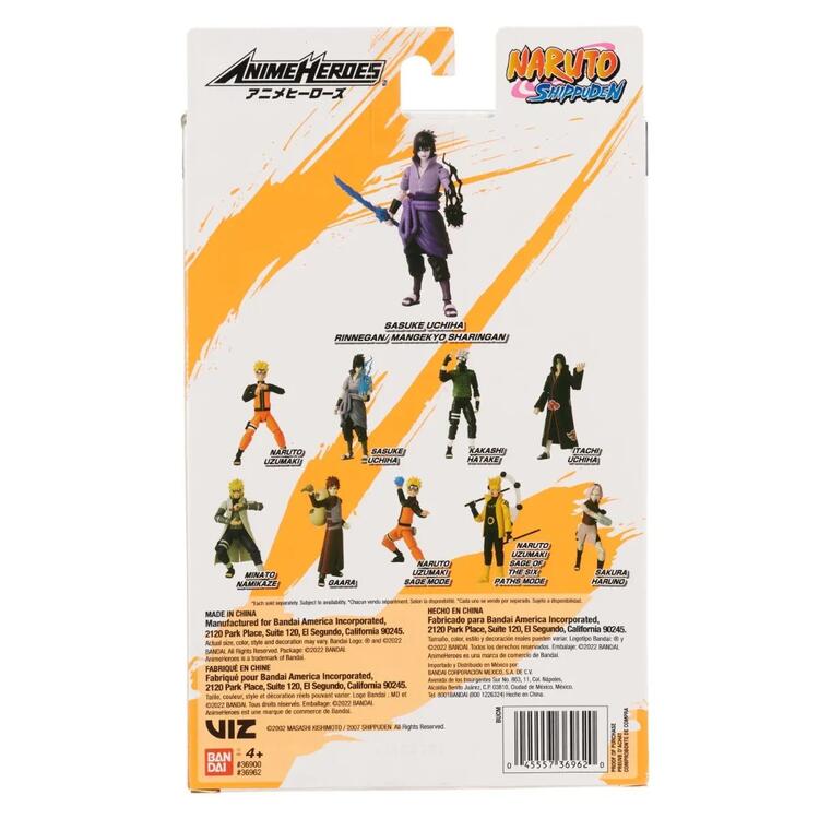 Bandai - Figurine d'action de 15cm - Anime Heroes - Naruto Shippuden - Sasuke Uchiha Rinnegan / Mangekyo Sharingan