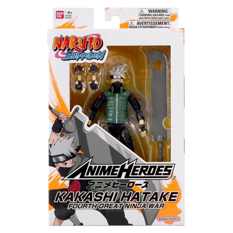 Bandai - Figurine d'action de 15cm  -  Anime Heroes  -  Naruto Shippuden  -  Kakashi Hatake Fourth Great Ninja War