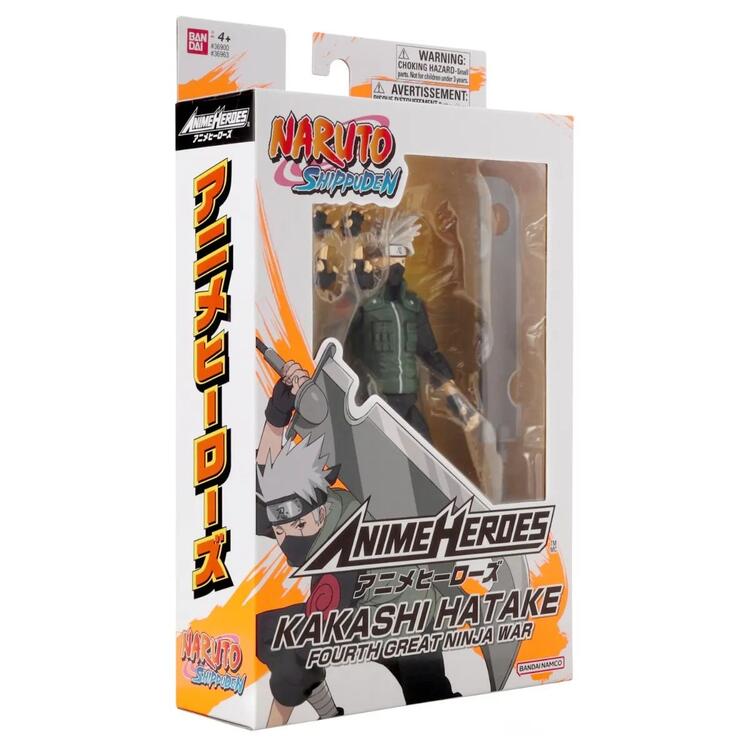 Bandai - Figurine d'action de 15cm  -  Anime Heroes  -  Naruto Shippuden  -  Kakashi Hatake Fourth Great Ninja War