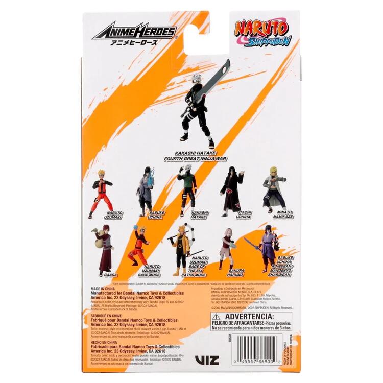 Bandai - Figurine d'action de 15cm  -  Anime Heroes  -  Naruto Shippuden  -  Kakashi Hatake Fourth Great Ninja War