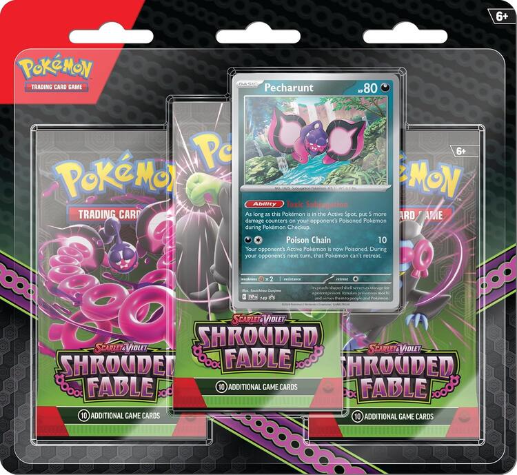 Pokémon - 3 Packs Blister  -  Scarlet & Violet  -  Shrouded Fable  -  Pecharunt