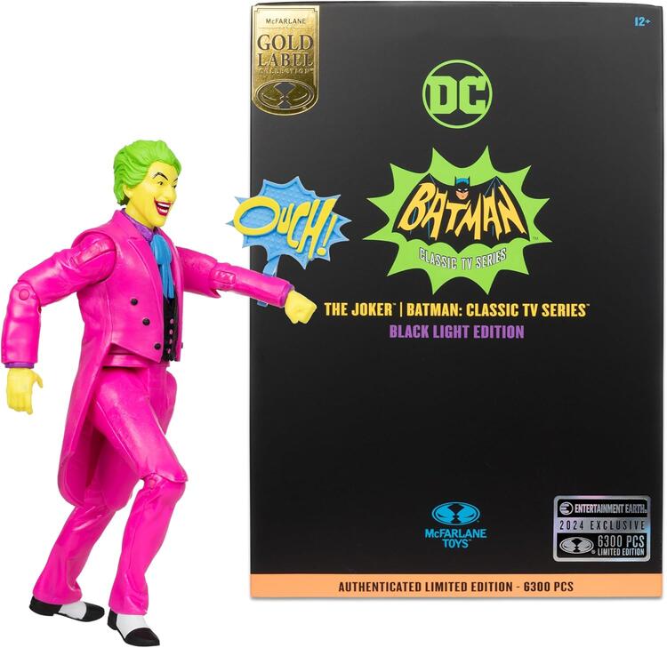 McFarlane - Gold Label collection  -  Figurine action de 17.8cm  -  DC Multiverse  -  Batman: Classic TV Series  -  The Joker Black Light Edition (Authenticated Limited Edition - 6300 PCS)