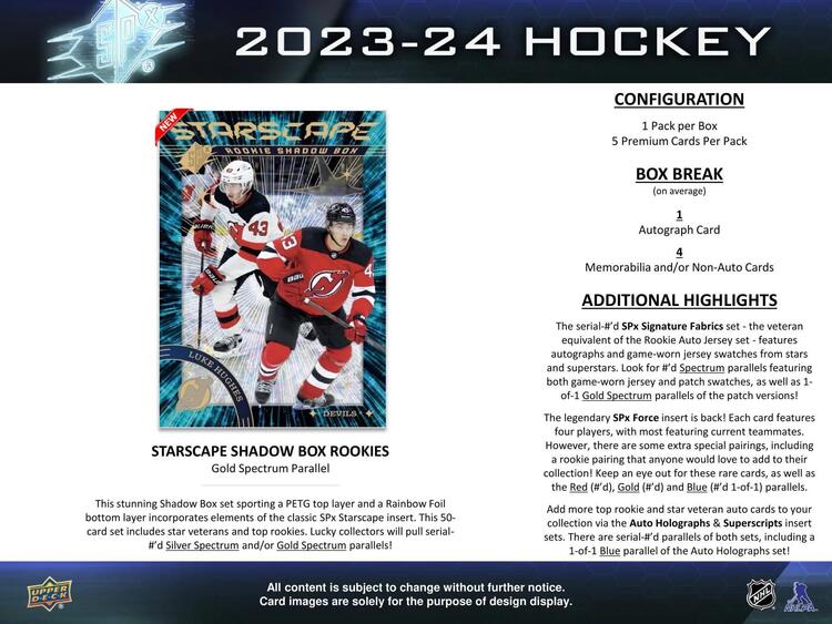 Upper Deck - Hobby Booster Box - SPX 2023-24 Hockey