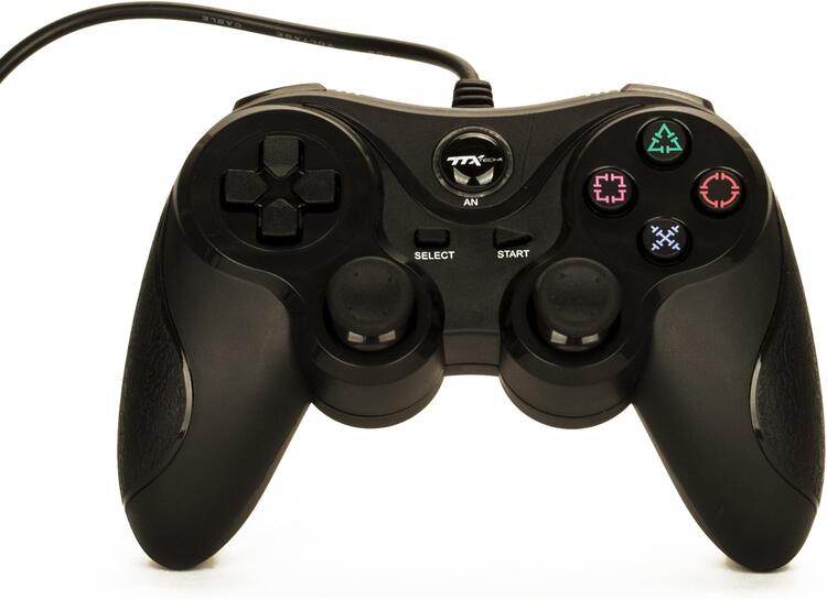 TTX Tech - Universal Wired Controller Compatible with PS3, PC & MAC  -  Black