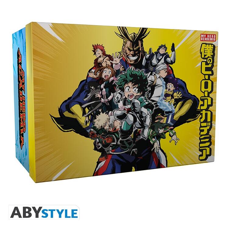 ABYstyle - Coffret Cadeau avec Tasse de 320 ml + Verre premium 400 ml + 2 Dessous de verre  -  My Hero Academia