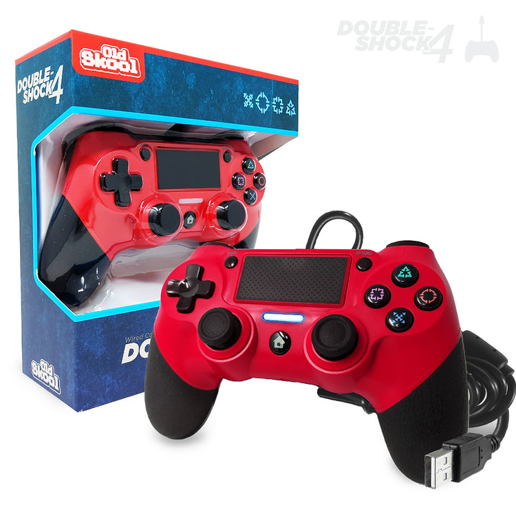 Old Skool - Wired Controller Double-Shock 4 for Playstation 4 - Scarlet Red