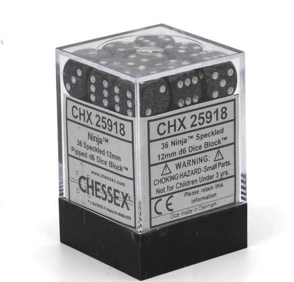 Chessex - Ensemble de 36 dés 6  -  12mm  -  Speckled Ninja