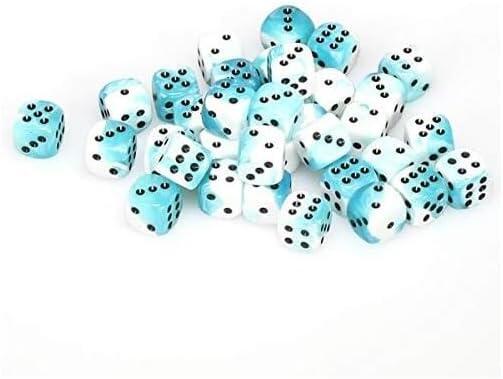 Chessex - Ensemble de 36 dés 6  -  12mm  -  Gemini Teal-White / Black