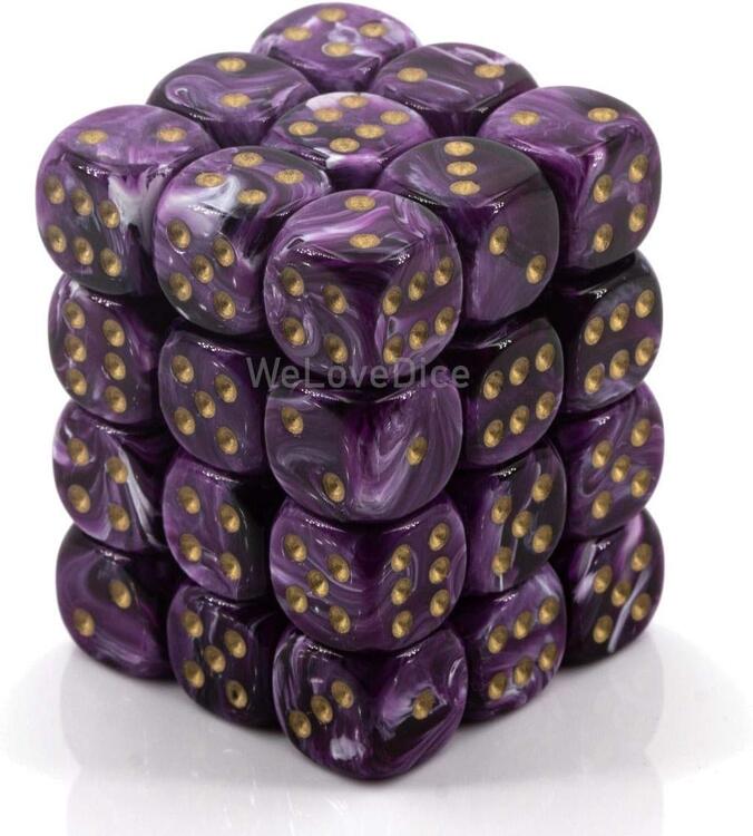 Chessex - Set of 36 dice 6 - 12mm - Vortex Purple / Gold