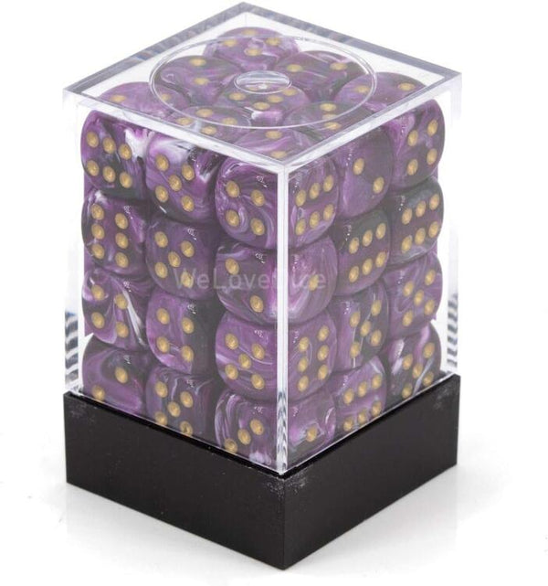 Chessex - Ensemble de 36 dés 6  -  12mm  -  Vortex Purple / Gold