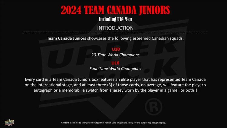 Upper Deck - Booster Hobby - 2024 Team Canada Juniors