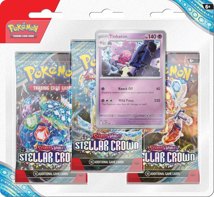 Pokémon - 3 Packs Blister  -  Scarlet & Violet  -  Stellar Crown  -  Tinkaton