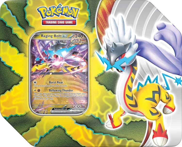 Pokémon  -  Paradox Destinies Tin  -  Raging Bolt ex