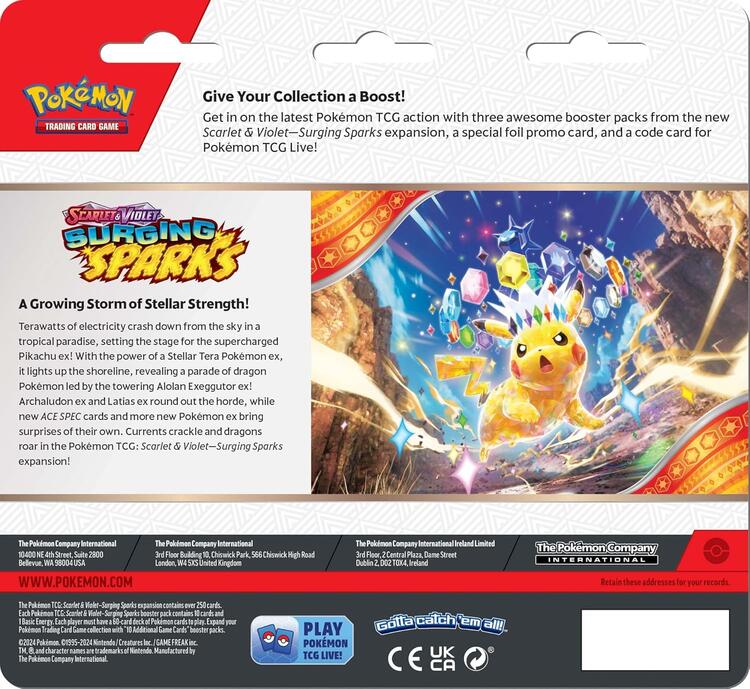 Pokémon - 3 Packs Blister  -  Scarlet & Violet  -  Surging Sparks  -  Quagsire