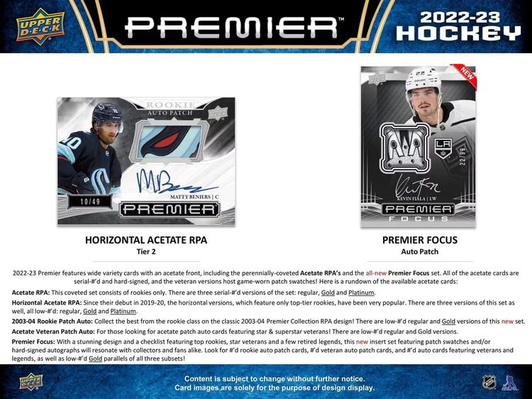 Upper Deck - Hobby Booster Box - Premier 2022-23 Hockey