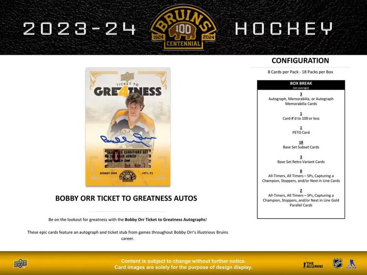 Upper Deck - Hobby Booster Box - 1924-2024 Boston Bruins Centennial 2023-24 Hockey