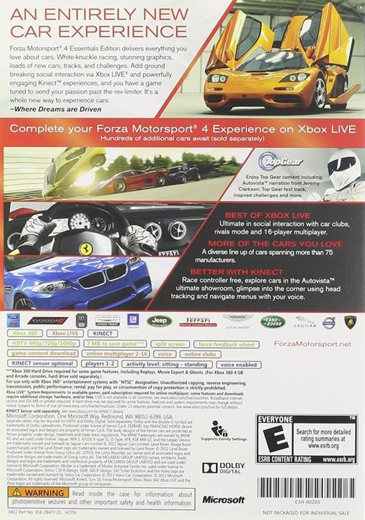 FORZA MOTORSPORT 4 - ESSENTIALS EDITION (used)