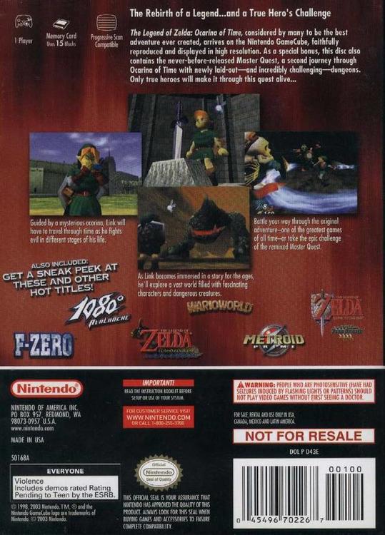 THE LEGEND OF ZELDA OCARINA OF TIME - THE LEGEND OF ZELDA OCARINA OF TIME MASTER QUEST ( Comme neuf ) (usagé)