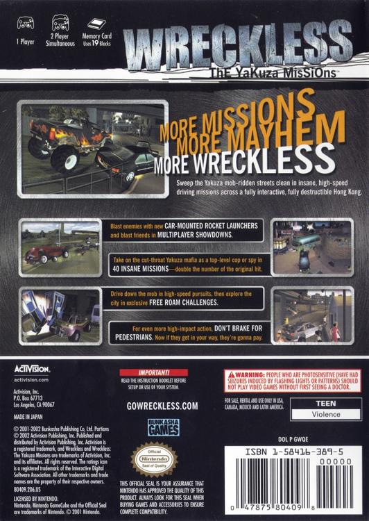 WRECKLESS - THE YAKUZA MISSIONS (used)