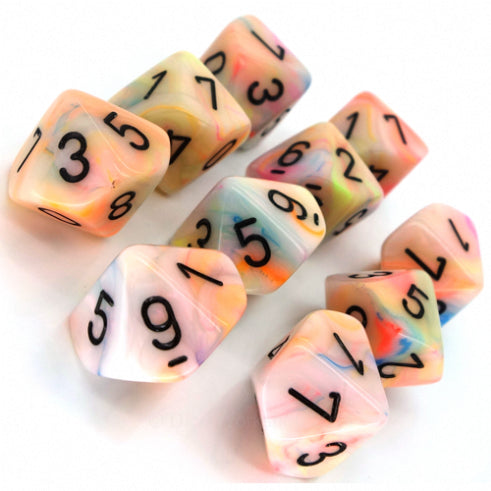 Chessex - Ensemble de 10 dés  -  16mm  -  Festive Circus / Black