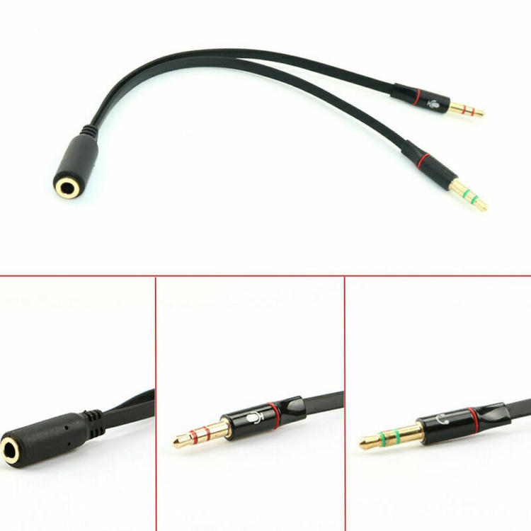 Headphone Y Adapter - 1X 3.5mm Female to 2X 3.5mm Male