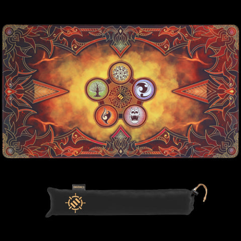 Enhance - TCG Playmat - Tapis de jeu de cartes de table avec bords cousus, surface lisse et pochette de voyage avec cordon de serrage - Compatible avec MTG, YuGiOh, Pokémon, Lord of the Rings, et autres TCG