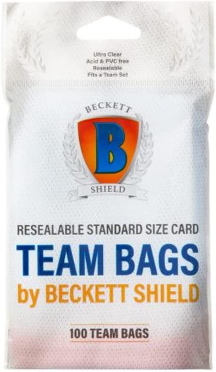 Beckett - 100 Sacs refermable pour un équipe de 35 cartes de grandeur standard  (3" X 4")  -  Transparent ou souple team bags