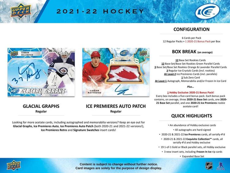 Upper Deck - Booster Hobby  -  Ice 2021-22 Hockey