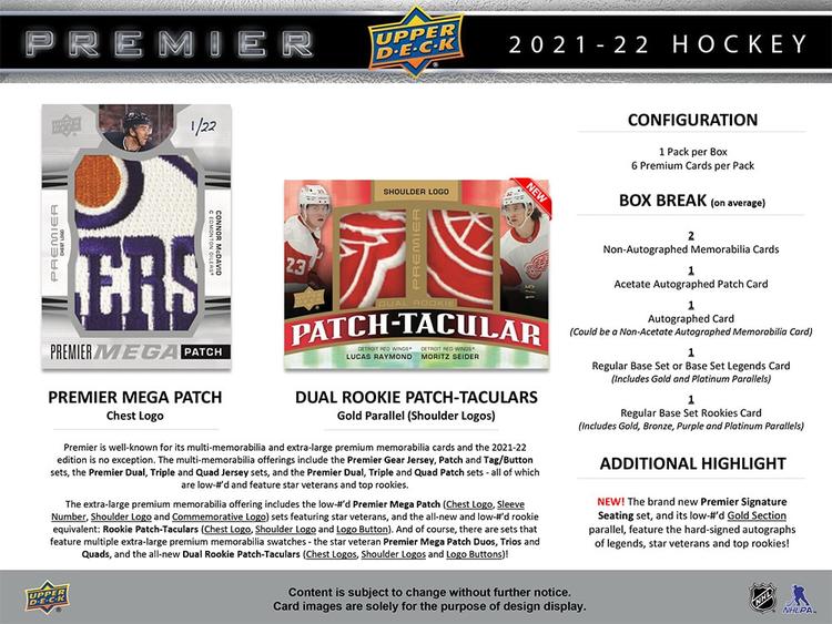 Upper Deck - Hobby Booster Box - Premier 2021-22 Hockey